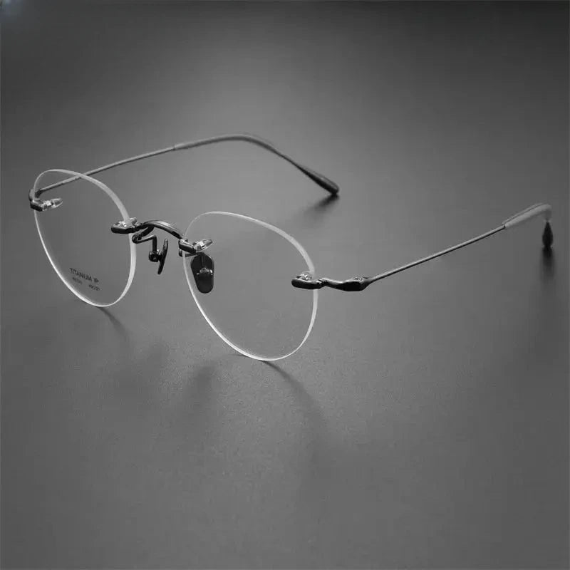 Unisex Round Rimless Titanium Prescription Glasses 2321 — view 4 | Rx Spectacle
