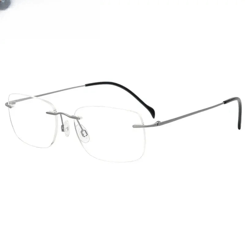 Unisex Square Rimless Titanium Prescription Glasses 416021 — view 4 | Rx Spectacle