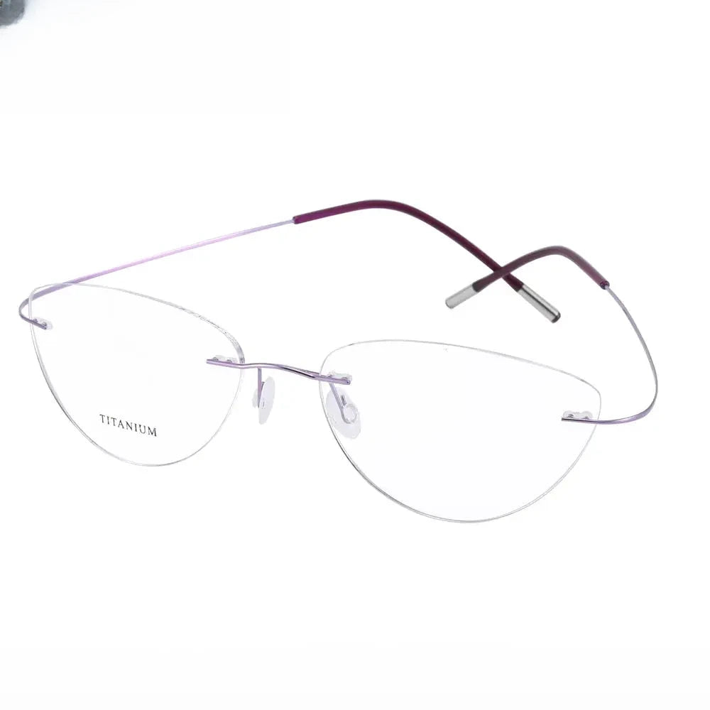 Unisex Cat Eye Rimless Titanium Prescription Glasses 720003 — view 7 | Rx Spectacle