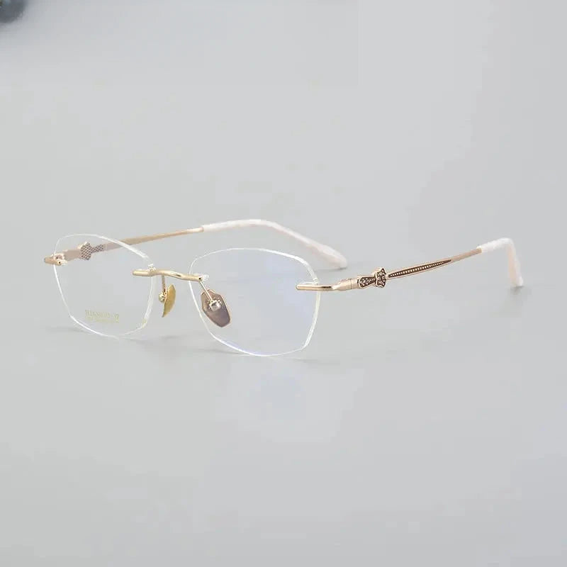 Women's Oval Rimless Titanium Prescription Glasses 69263 — view 8 | Rx Spectacle