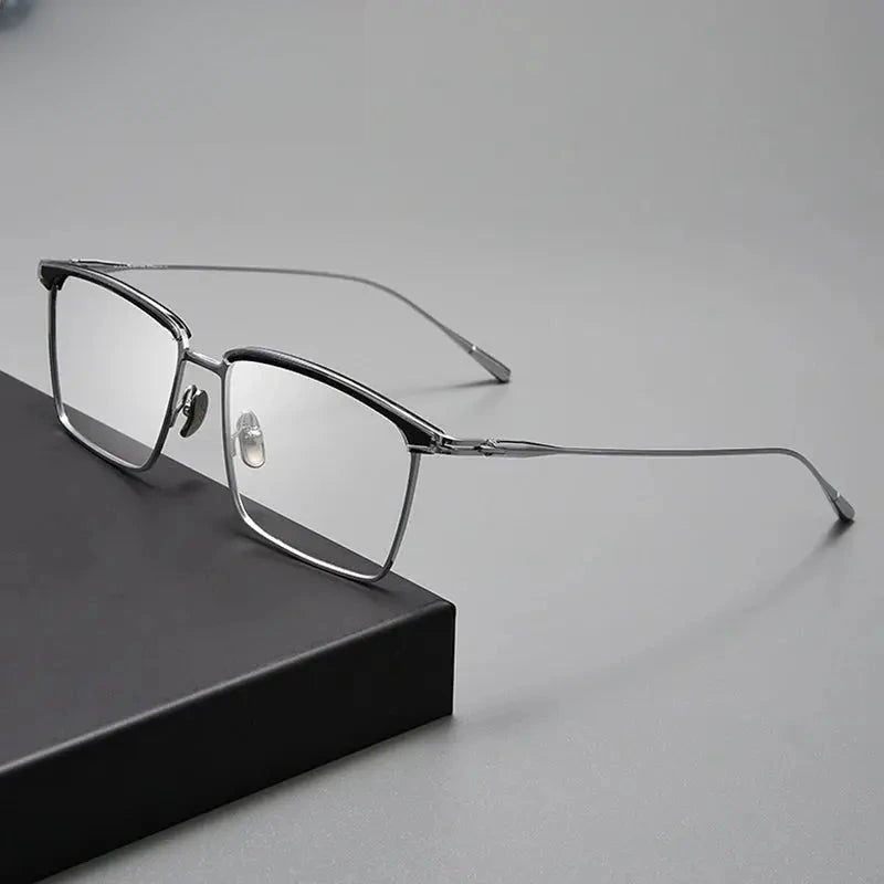 Unisex Browline Full Rim Titanium Prescription Glasses 39887 — view 1 | Rx Spectacle