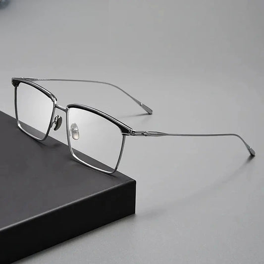 Unisex Browline Full Rim Titanium Prescription Glasses 39887 — view 1 | Rx Spectacle