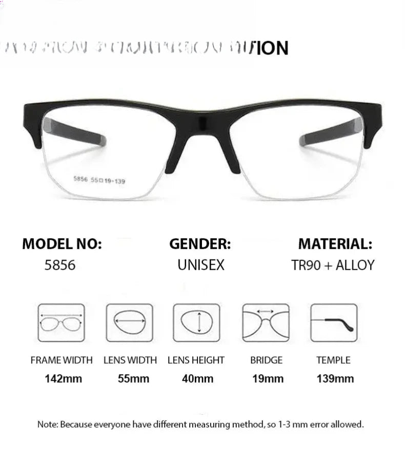 Unisex Square Semi-Rimless TR90 Prescription Glasses 615856 — view 2 | Rx Spectacle