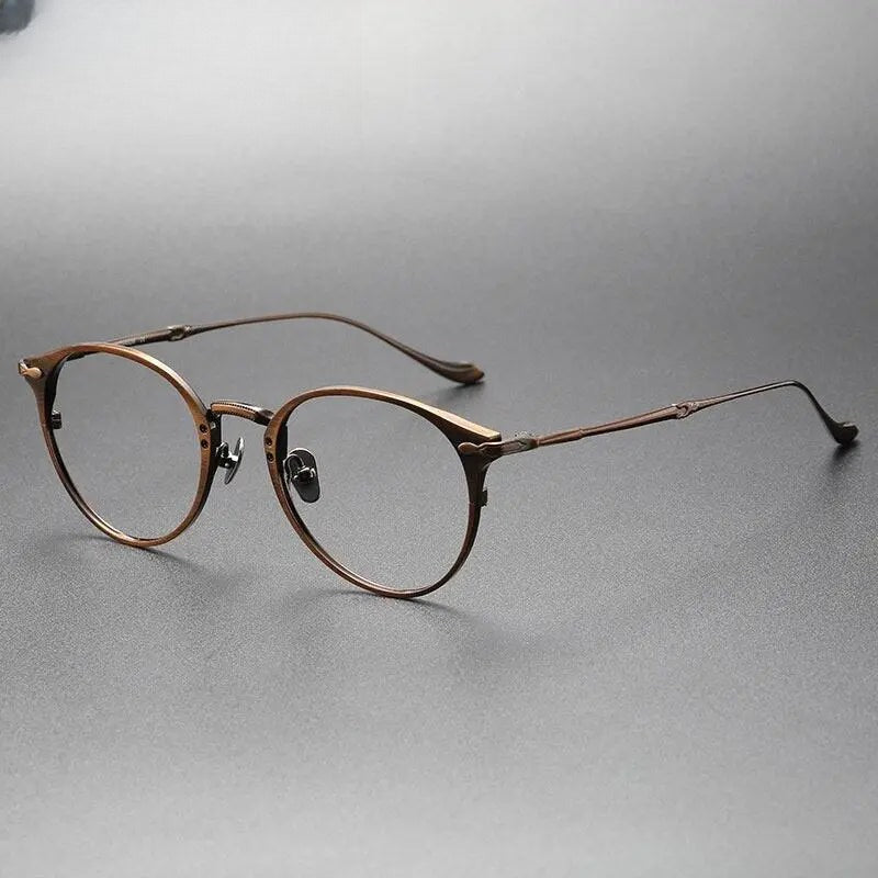 Unisex Round Full Rim Titanium Prescription Glasses 3112 — view 3 | Rx Spectacle