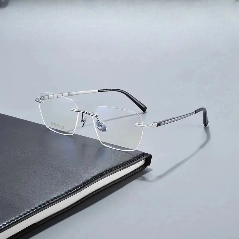 Women's Polygon Rimless Titanium Prescription Glasses 91101 — view 1 | Rx Spectacle