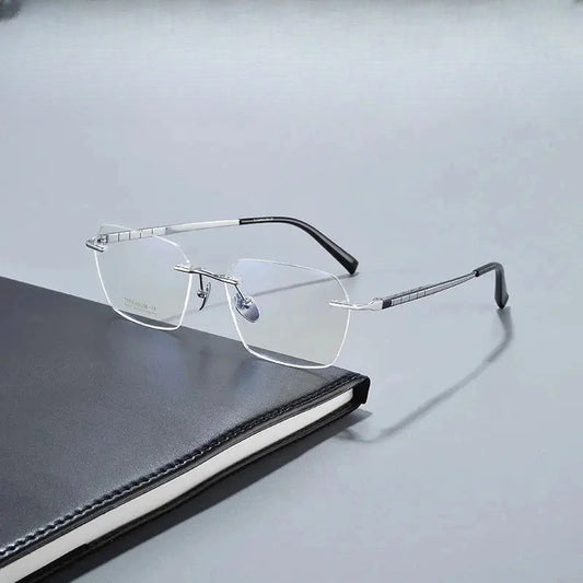 Women's Polygon Rimless Titanium Prescription Glasses 91101 — view 1 | Rx Spectacle
