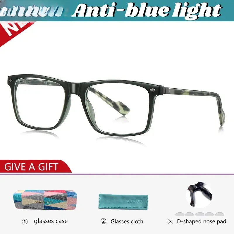 Men's Square Full Rim Titanium Reading Glasses 77218 — view 3 | Rx Spectacle