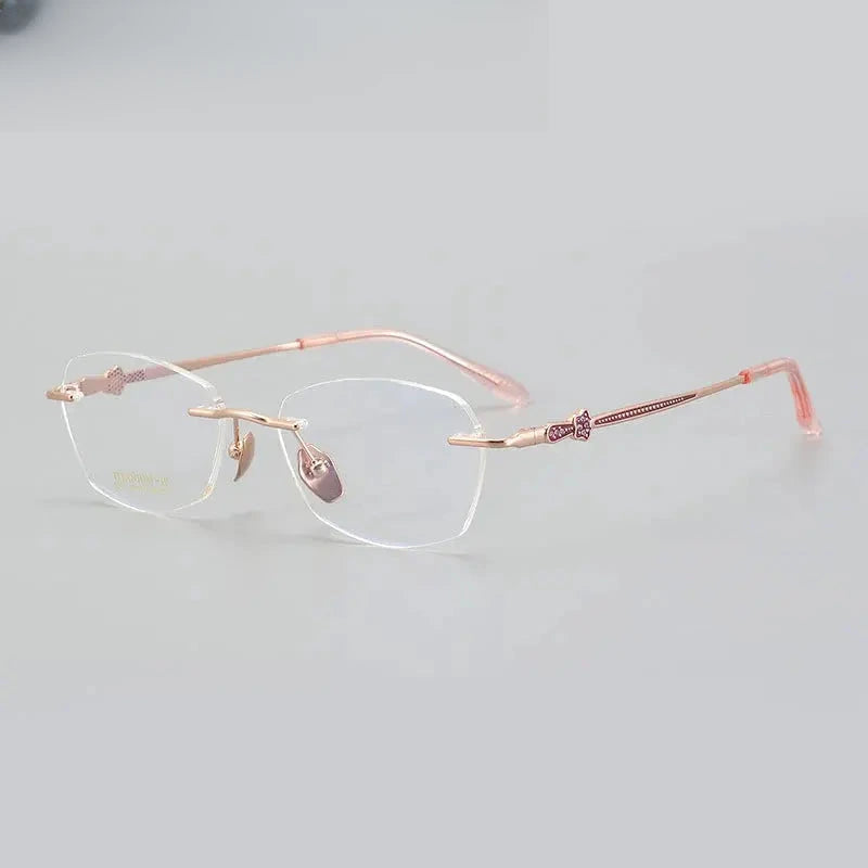 Women's Oval Rimless Titanium Prescription Glasses 69263 — view 7 | Rx Spectacle
