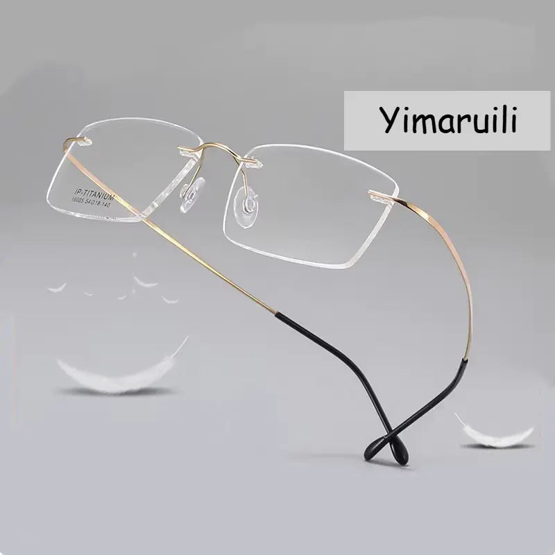 Unisex Square Rimless Titanium Prescription Glasses 41600 — view 1 | Rx Spectacle