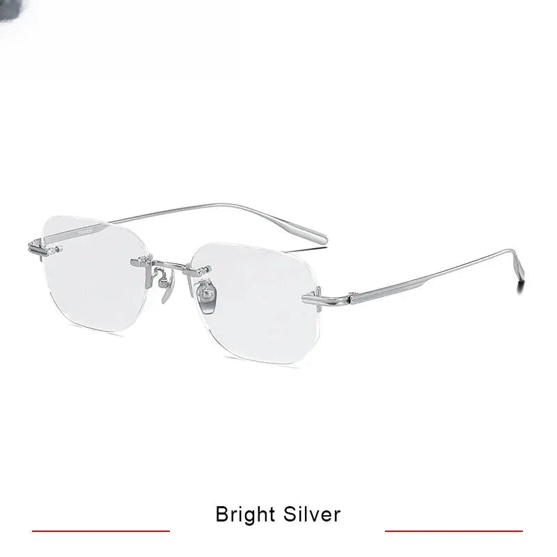 Men's Square Rimless Titanium Prescription Glasses K132 — view 6 | Rx Spectacle