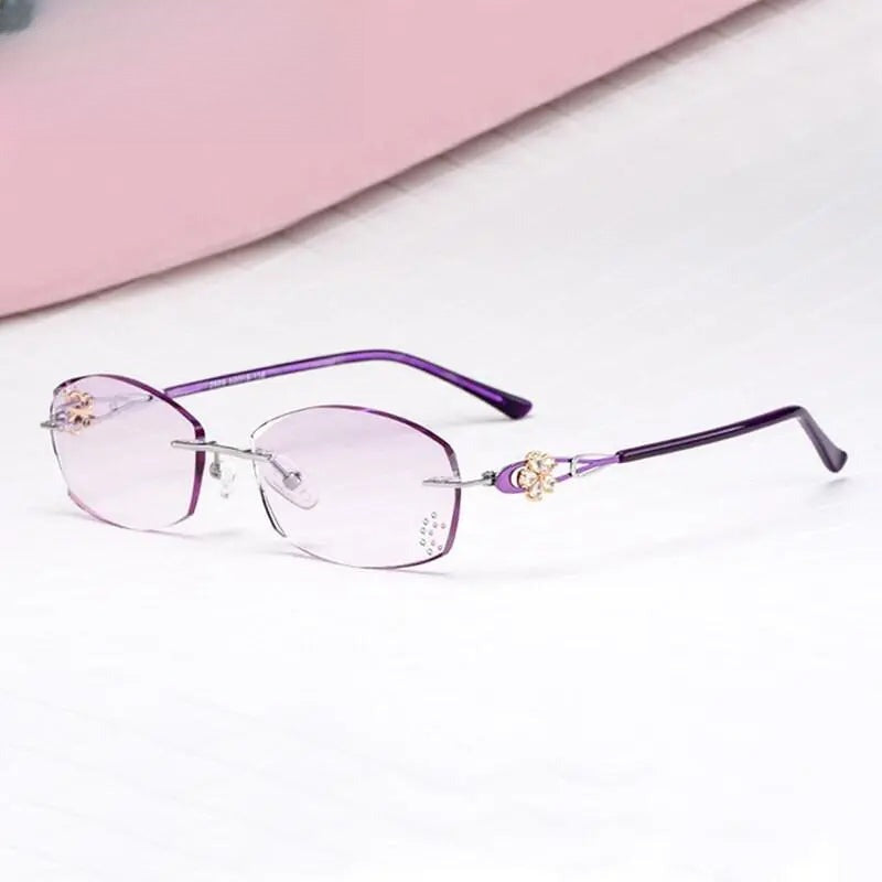 Women's Oval Rimless Titanium Prescription Glasses 2889 — view 5 | Rx Spectacle