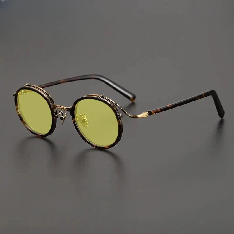 Unisex Round Full Rim Titanium Prescription Glasses Mo12 — view 9 | Rx Spectacle