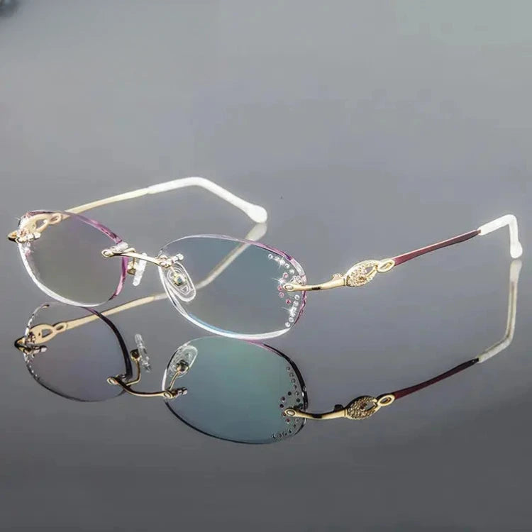 Women's Oval Rimless Titanium Prescription Glasses 30894 — view 4 | Rx Spectacle