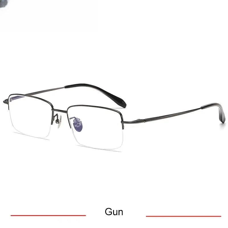 Men's Square Semi-Rimless Titanium Oversized Prescription Glasses 316088 — view 6 | Rx Spectacle