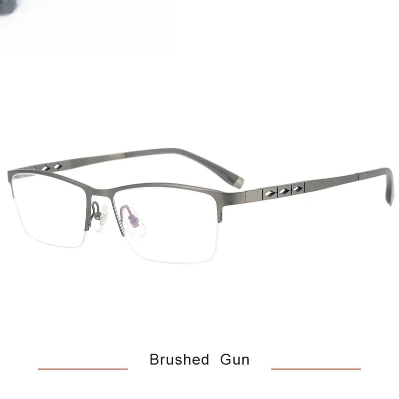 Men's Square Semi-Rimless Titanium Oversized Prescription Glasses 60076 — view 5 | Rx Spectacle