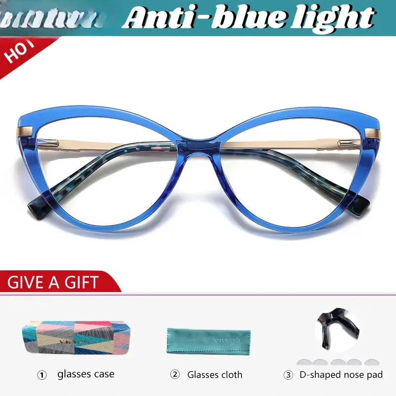 Women's Cat Eye Full Rim Titanium Reading Glasses 2111 — view 12 | Rx Spectacle