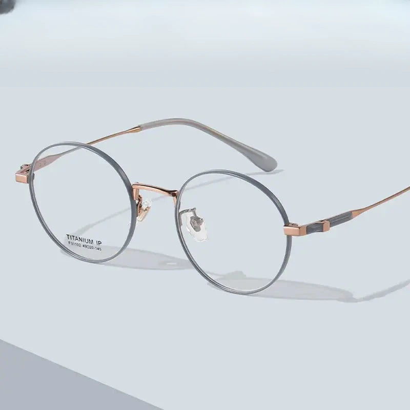 Women's Round Full Rim Titanium Prescription Glasses 31102 — view 1 | Rx Spectacle