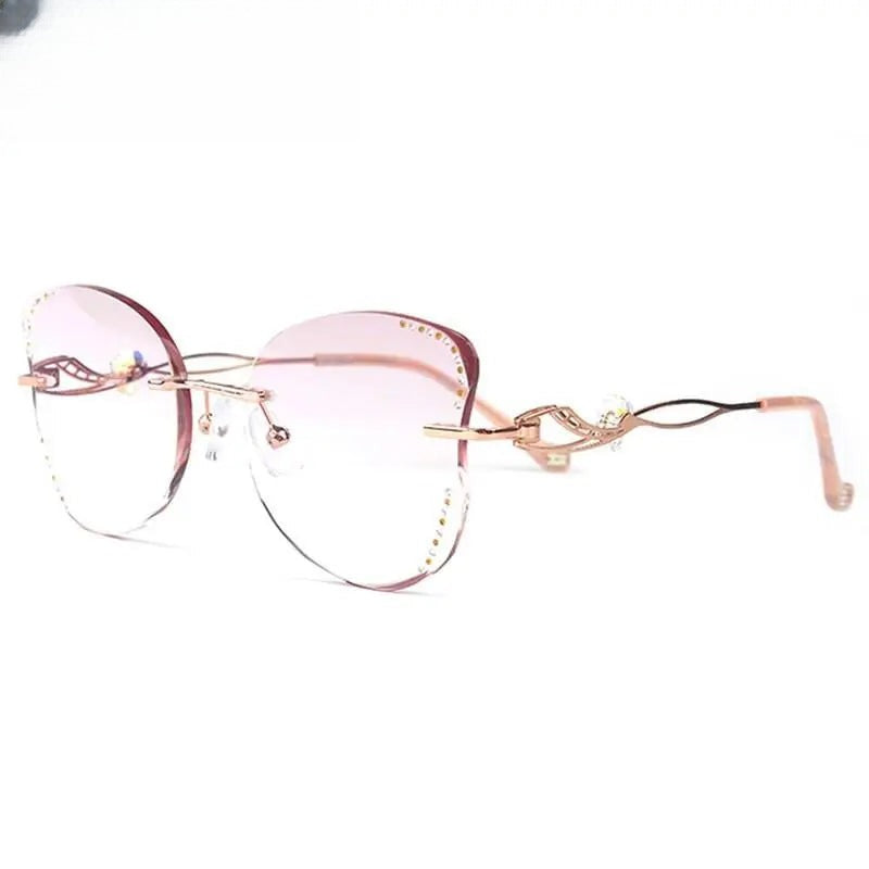Women's Butterfly Rimless Titanium Prescription Glasses 88061 — view 4 | Rx Spectacle