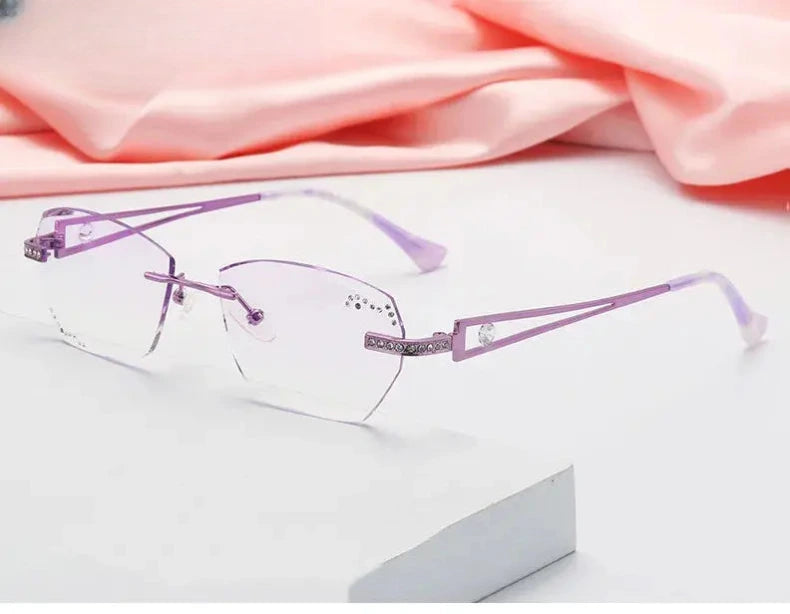 Women's Oval Rimless Titanium Prescription Glasses 3010 — view 8 | Rx Spectacle