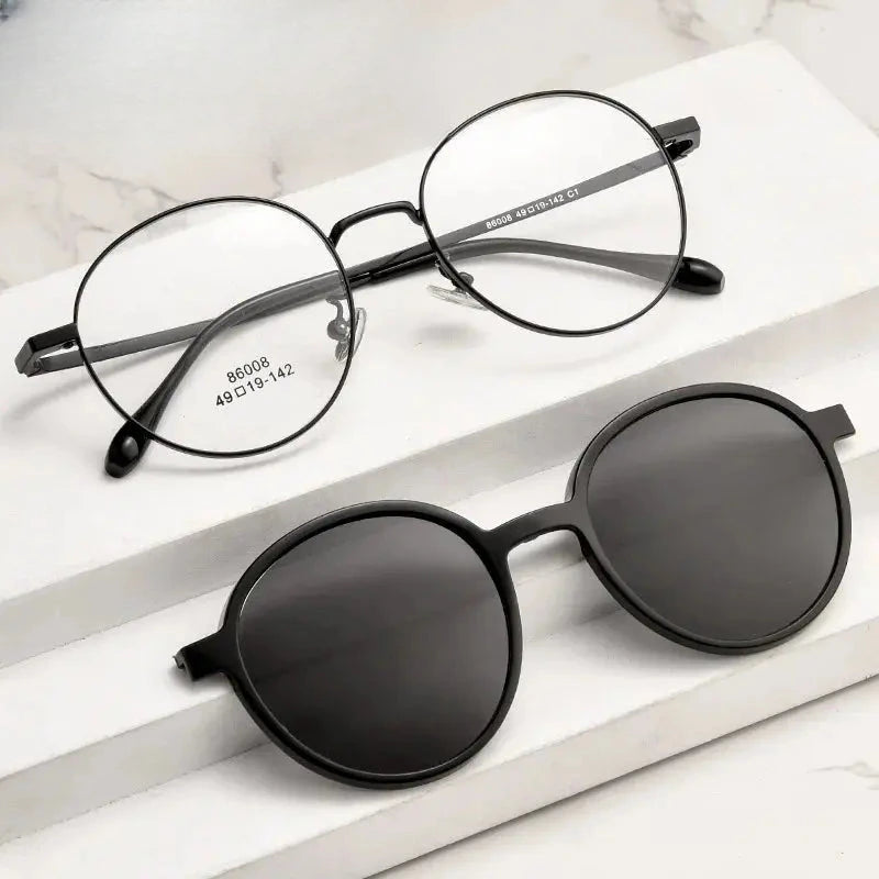 Women's Round Full Rim Alloy Clip-On Prescription Glasses 8608 — view 1 | Rx Spectacle