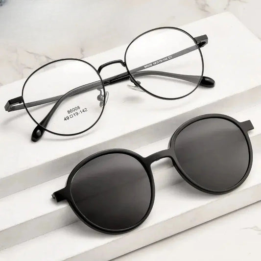 Women's Round Full Rim Alloy Clip-On Prescription Glasses 8608 — view 1 | Rx Spectacle