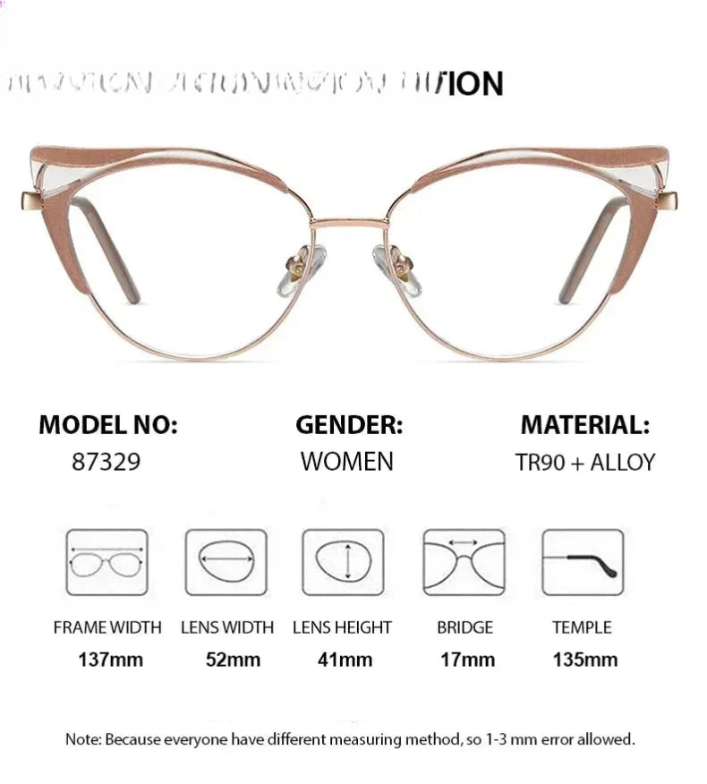 Women's Cat Eye Full Rim Titanium Prescription Glasses 68732 — view 3 | Rx Spectacle