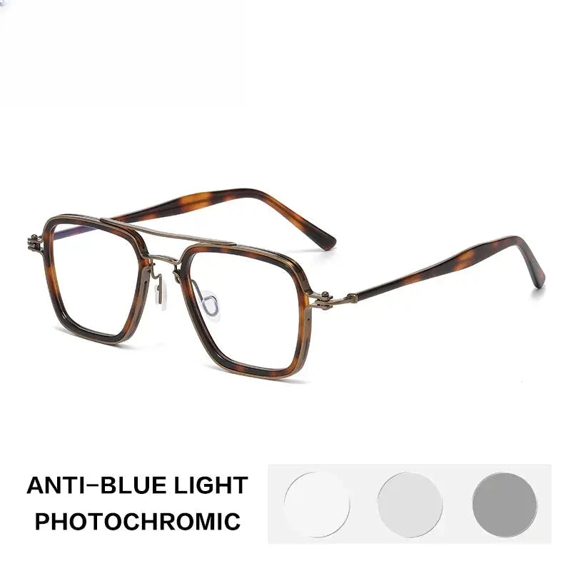 Unisex Square Full Rim Titanium Reading Glasses 58753 — view 3 | Rx Spectacle