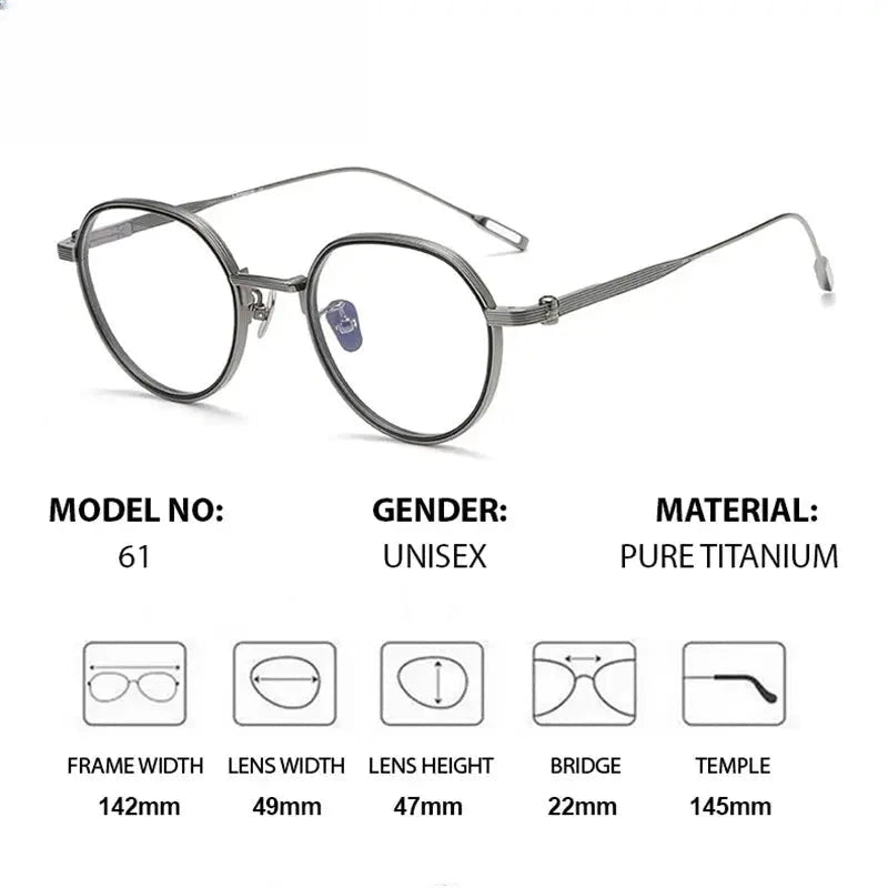 Unisex Round Full Rim Titanium Flat Top Prescription Glasses 581161 — view 2 | Rx Spectacle