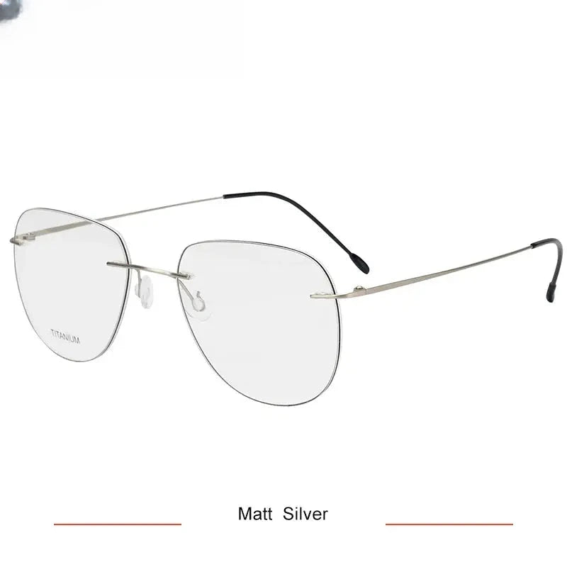 Unisex Oval Rimless Titanium Prescription Glasses Kr05 — view 12 | Rx Spectacle