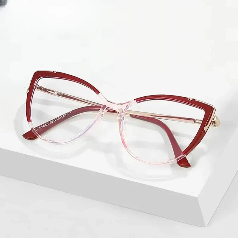 Women's Cat Eye Full Rim Titanium Prescription Glasses 415005 — view 1 | Rx Spectacle