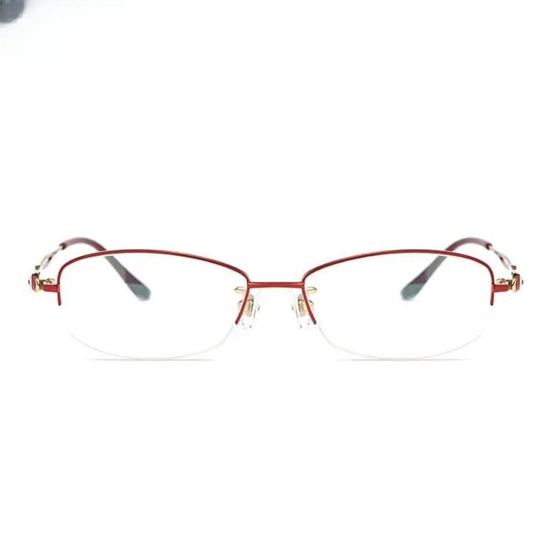 Women's Oval Semi-Rimless Titanium Prescription Glasses 86015 — view 8 | Rx Spectacle