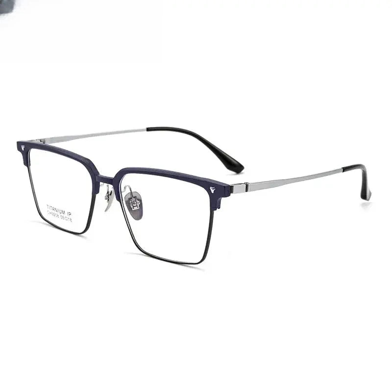 Unisex Square Full Rim Titanium Prescription Glasses 92084 — view 3 | Rx Spectacle