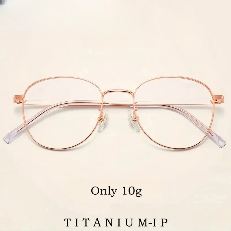 Unisex Oval Full Rim Titanium Prescription Glasses Y8901 — view 1 | Rx Spectacle