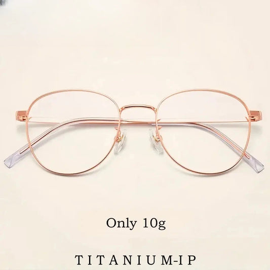 Unisex Oval Full Rim Titanium Prescription Glasses Y8901 — view 1 | Rx Spectacle