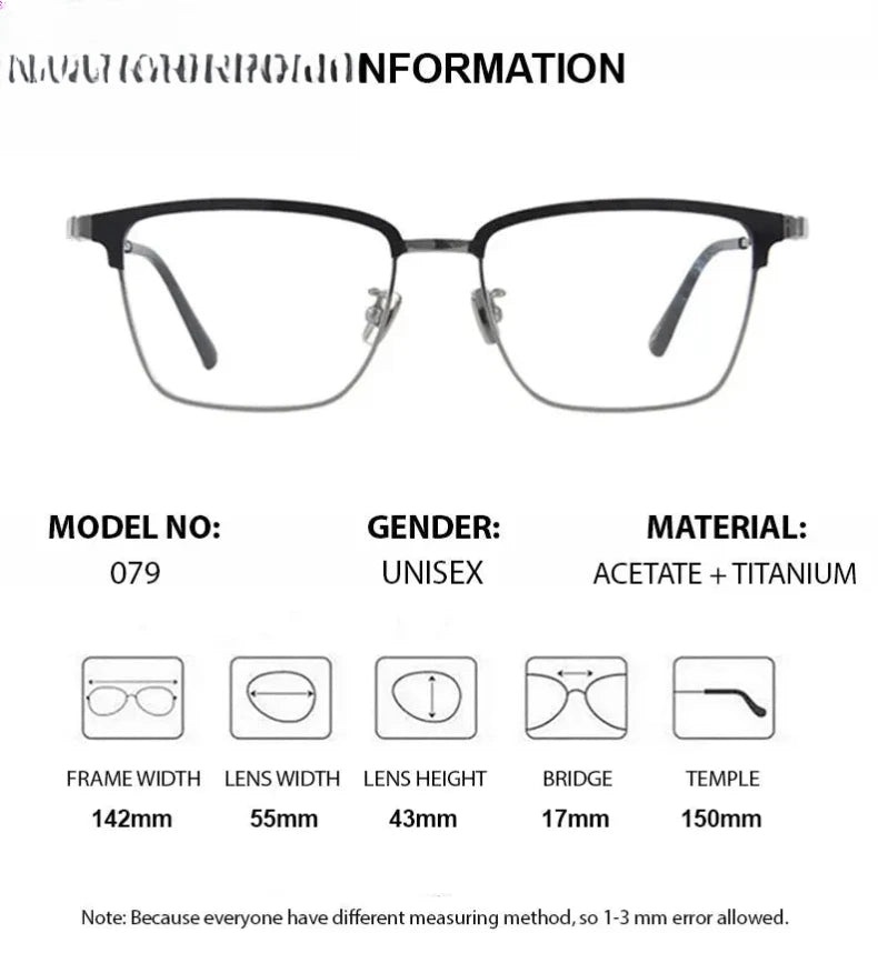 Unisex Square Full Rim Titanium Prescription Glasses 412079 — view 2 | Rx Spectacle