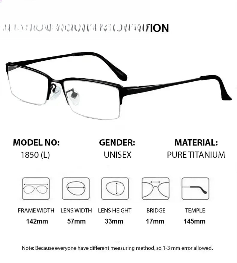 Unisex Square Semi-Rimless Titanium Prescription Glasses 611850 — view 5 | Rx Spectacle