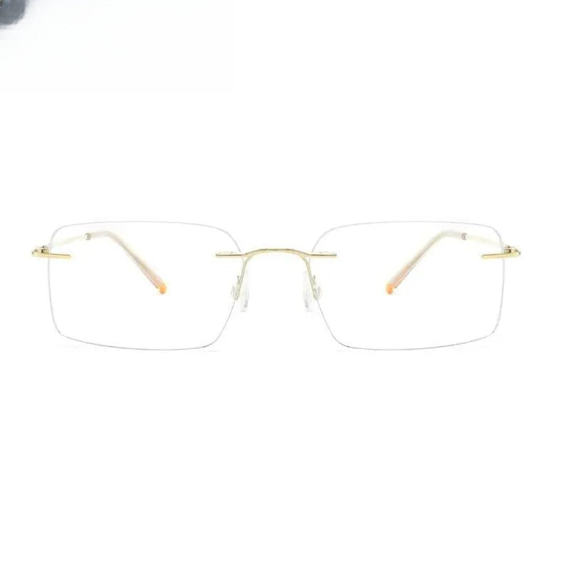 Unisex Square Rimless Titanium Prescription Glasses 8009 — view 7 | Rx Spectacle