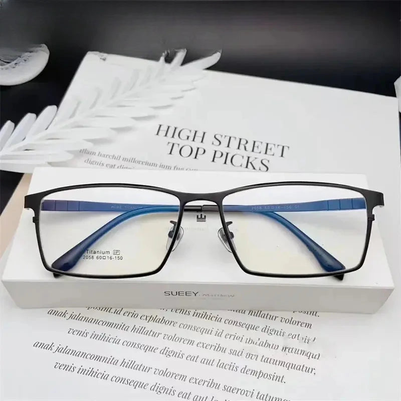 Men's Square Full Rim Titanium Oversized Prescription Glasses 612058 — view 5 | Rx Spectacle