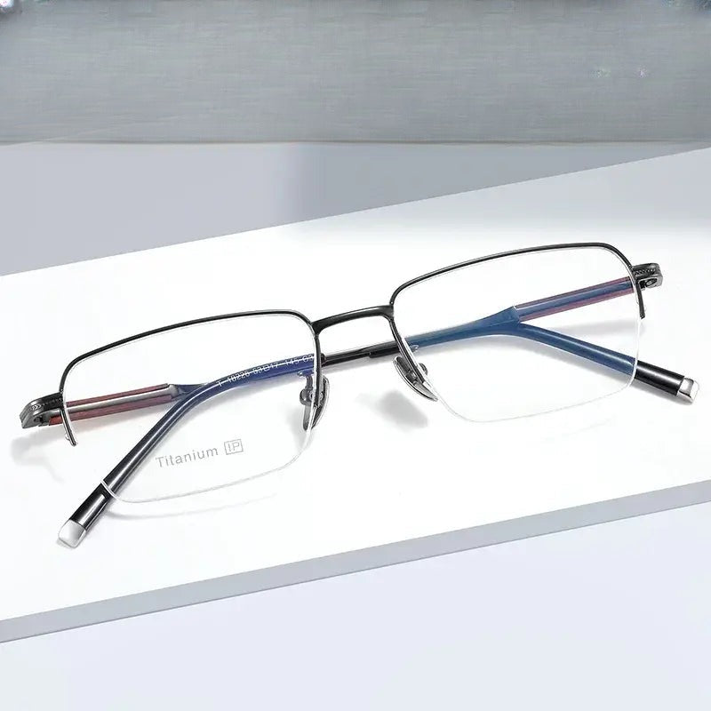 Women's Rectangular Semi-Rimless Titanium Prescription Glasses 182260 — view 1 | Rx Spectacle