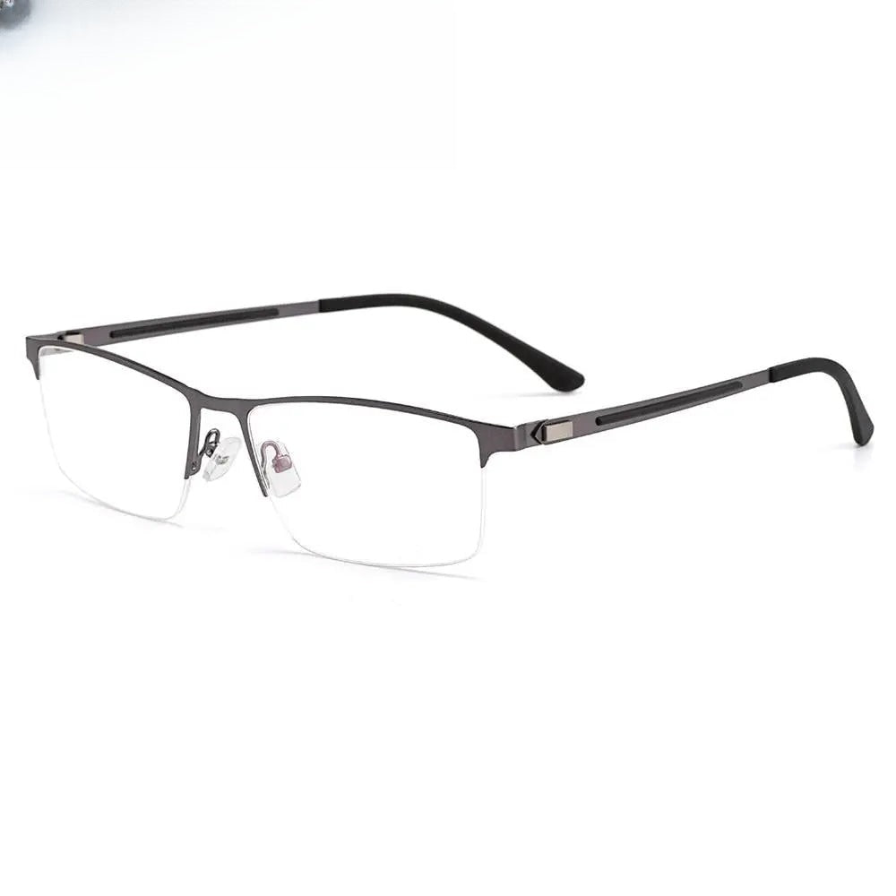 Men's Square Semi-Rimless Titanium Prescription Glasses S41001 — view 1 | Rx Spectacle