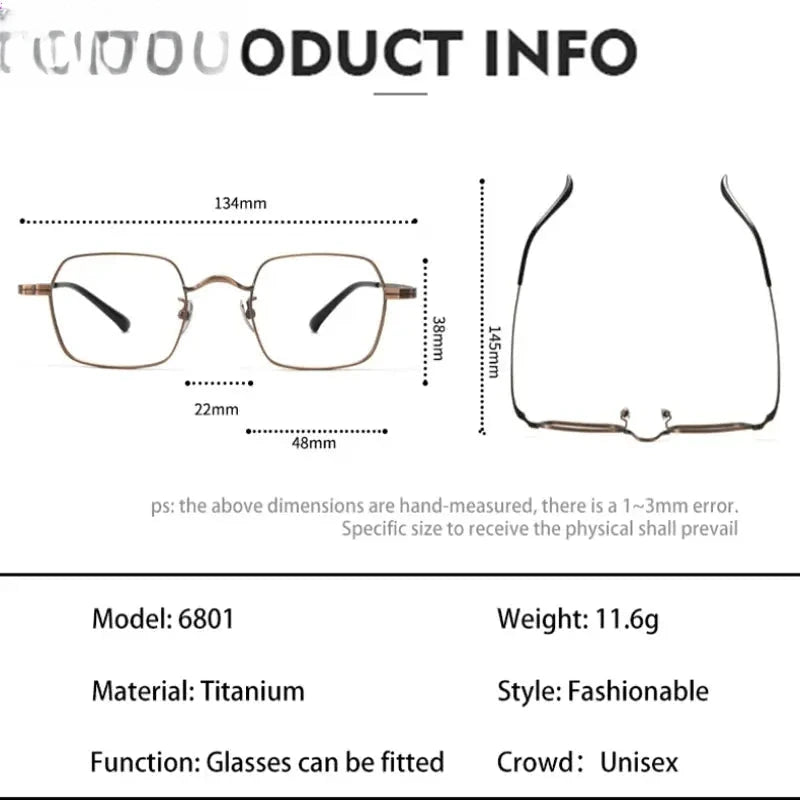 Men's Square Full Rim Titanium Reading Glasses V6801 — view 4 | Rx Spectacle