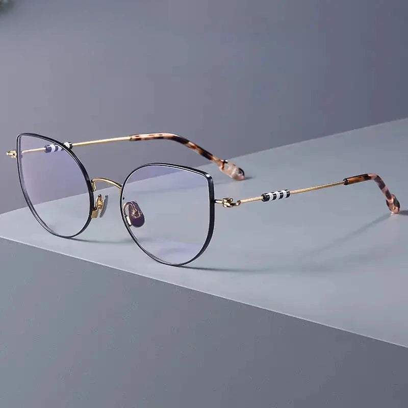 Women's Cat Eye Full Rim Titanium Prescription Glasses 771001 — view 3 | Rx Spectacle