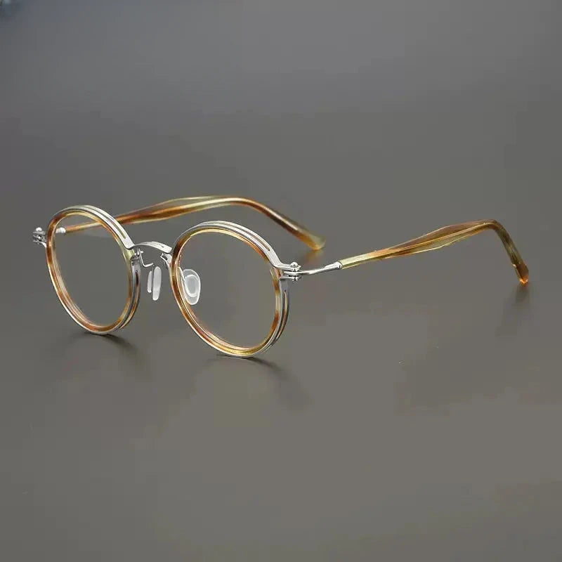 Unisex Round Full Rim Titanium Prescription Glasses 8444 — view 6 | Rx Spectacle