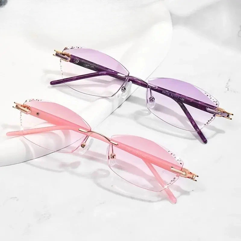 Women's Oval Rimless Titanium Prescription Glasses 613558 — view 1 | Rx Spectacle