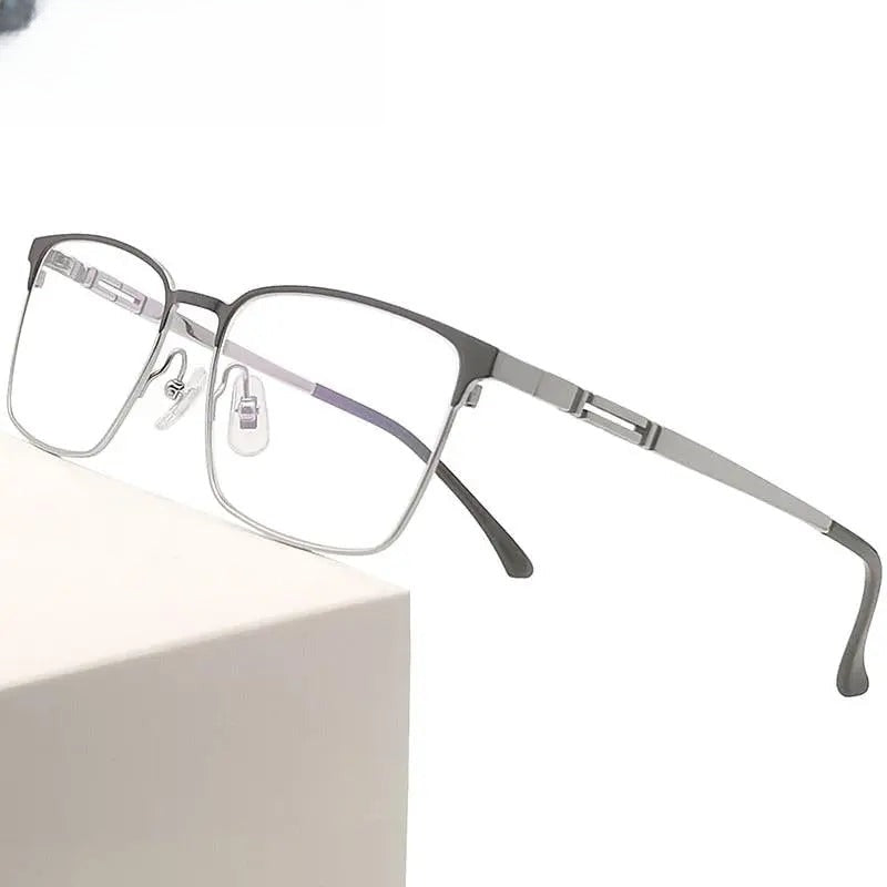 Men's Square Semi-Rimless Titanium Prescription Glasses — view 1 | Rx Spectacle