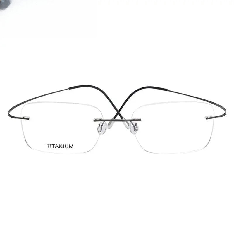 Unisex Rectangular Rimless Titanium Prescription Glasses 16016 — view 6 | Rx Spectacle