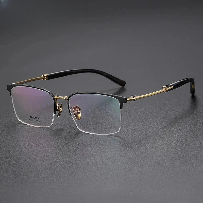 Men's Square Semi-Rimless Titanium Prescription Glasses 872335 — view 6 | Rx Spectacle