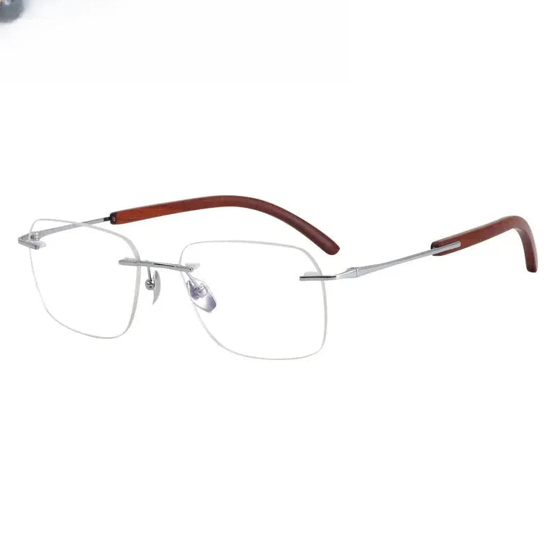 Unisex Square Rimless Titanium Prescription Glasses 84246 — view 1 | Rx Spectacle