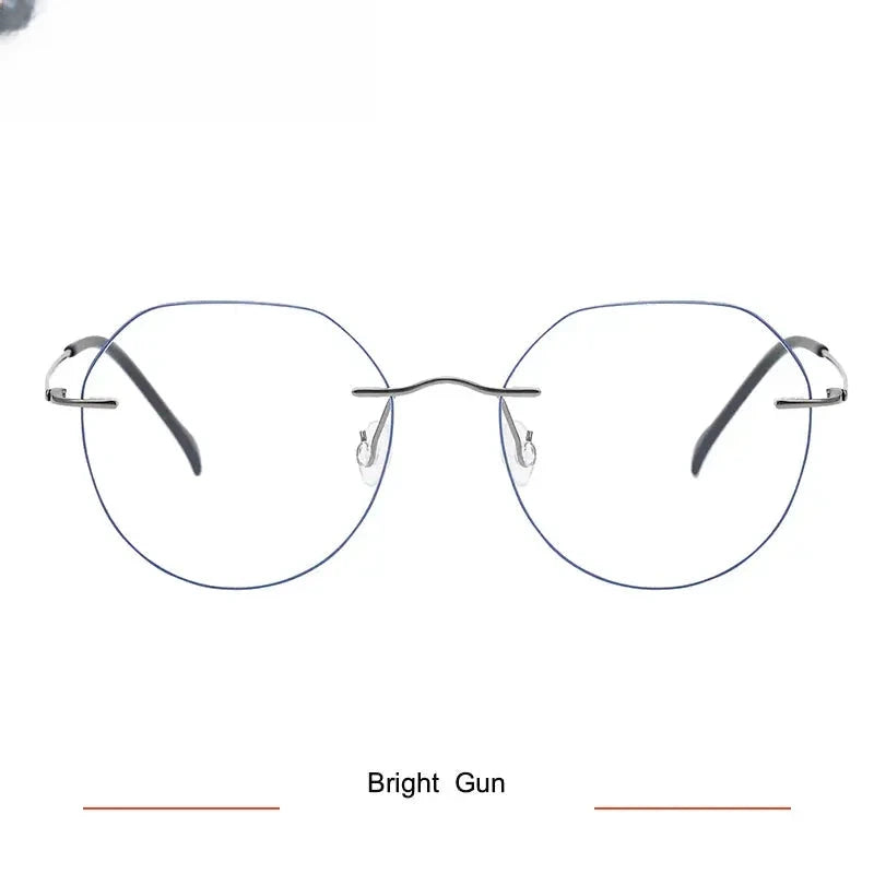 Women's Oval Rimless Titanium Flat Top Prescription Glasses 331008 — view 5 | Rx Spectacle