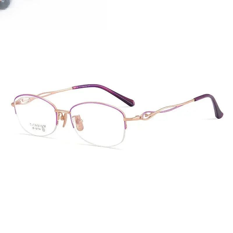 Women's Oval Semi-Rimless Titanium Prescription Glasses 6174 — view 7 | Rx Spectacle